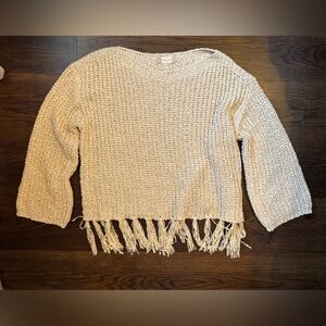 Altar’d State Cream Sweater with Fringe